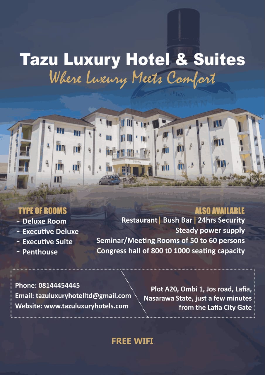 Tazu Luxury Hotel and Suites, Lafia ... A place to be at home